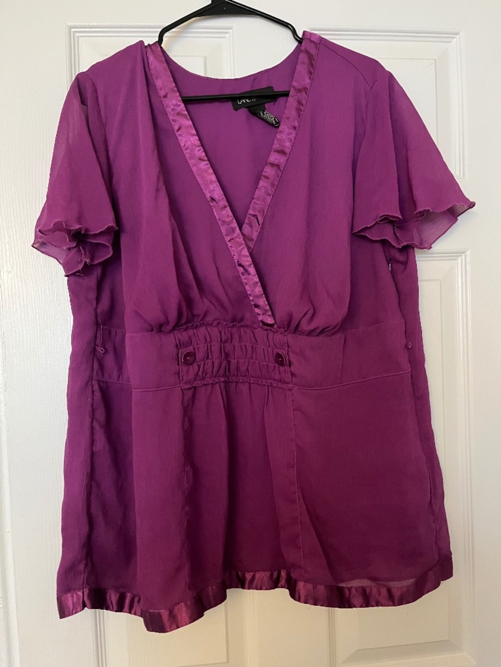 Lane Bryant Magenta Pink Faux Wrap Chiffon Blose Top Pluz Size 18/20